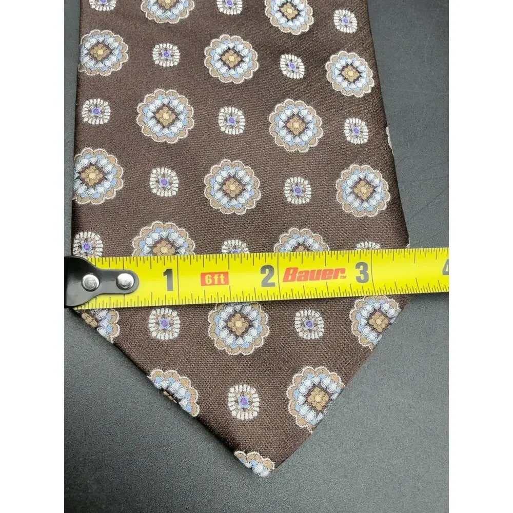 Robert Talbott Best of Class Nordstrom Silk Tie Brown Medallion Hand Sewn USA